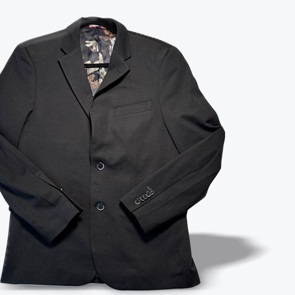 Soul of London Mens Blazer Jacket Black Floral Lining Two Button Sport Coat
